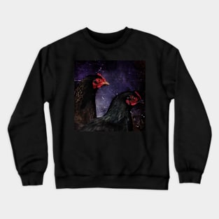 Dark portrait of two chickens Crewneck Sweatshirt